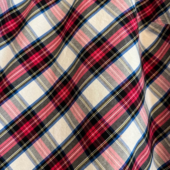 J.Crew Factory Cotton Poplin Ruffleneck Plaid Blouse Casual M - Picture 5 of 8